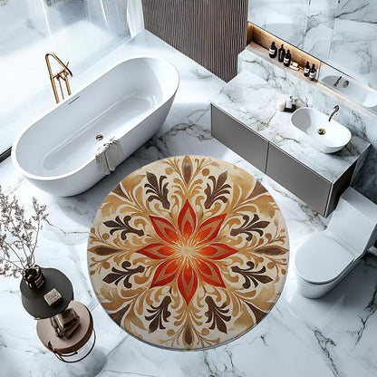 Round Area Rug, Golden Lotus Flower Design, Flannel Meditation Yoga Mat, 59x59 Inch, Soft Portable Floor Carpet for Living Room Bedroom Entryway (120 * 120cm/47.2 * 47.2inch)