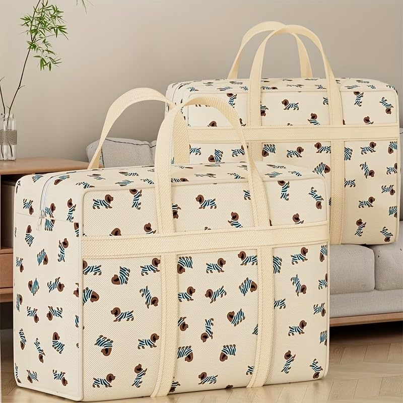 Extra Large Foldable Storage Bag with Handles, Heavy-Duty Non-Woven Fabric, Dustproof & Moisture Resistant for Blankets, Moving, Packing and Travel, Home Organization Solution Clothes Organizer - L