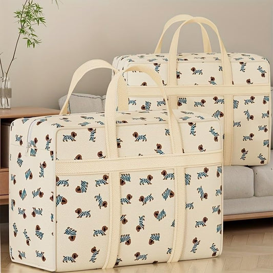 Extra Large Foldable Storage Bag with Handles, Heavy-Duty Non-Woven Fabric, Dustproof & Moisture Resistant for Blankets, Moving, Packing and Travel, Home Organization Solution Clothes Organizer - L