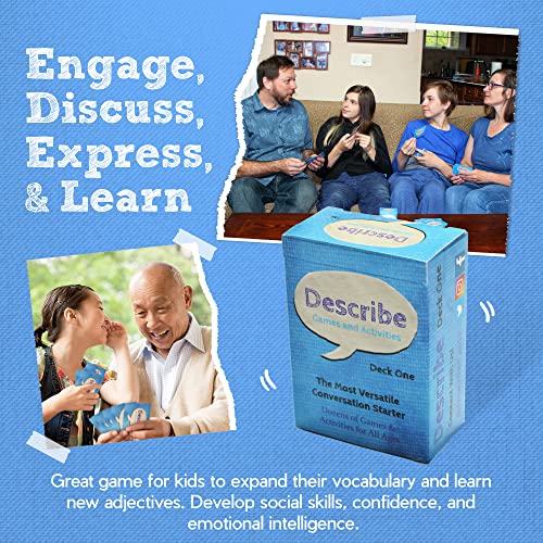 Describe Cards - Deck One Conversation Cards, Over Two Dozen Games and Social Emotional Learning Activities for Families, Therapy, School and More. Includes More Than 300+ Questions.