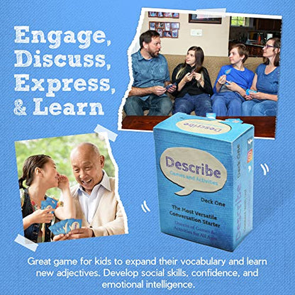 Describe Cards - Deck One Conversation Cards, Over Two Dozen Games and Social Emotional Learning Activities for Families, Therapy, School and More. Includes More Than 300+ Questions.