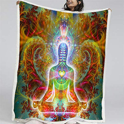 Heart Chakra Throw Blanket | Meditation Fleece Blanket | HeartSoul (Medium) - size: Medium