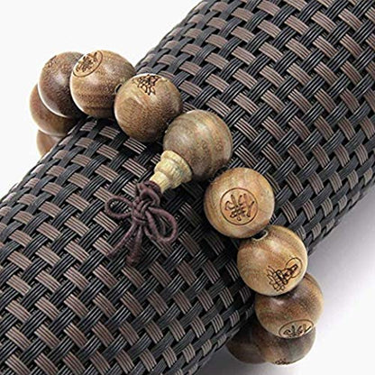 Tibetan Buddhist Green Sandalwood Beads 15mm,Scented Sandalwood Link Wrist Crafts Beads Bracelet,Fashion Gifts for Men Women