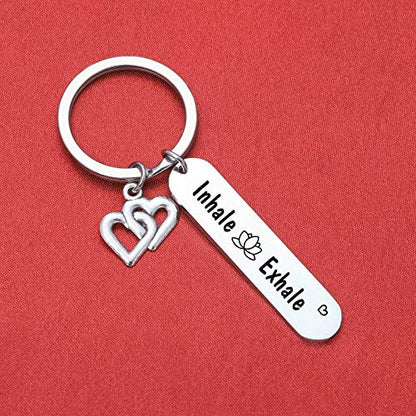De&ai Yoga Jewelry Religious Gift Faith Jewelry Yoga Lover Keychain Daily Reminder Keychain Breathe Keyring Meditation Gift Inhale Exhale Key Chain (Inhale Exhale Keyring)