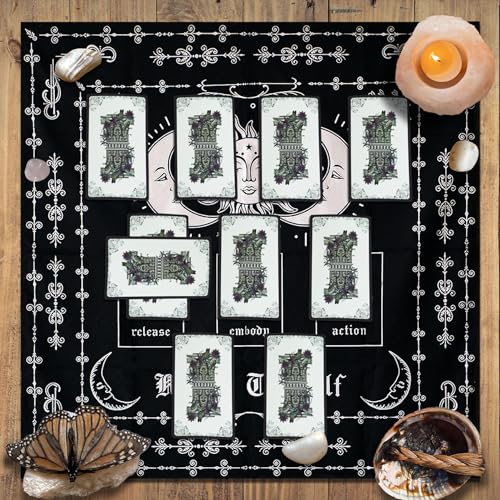 Knana Tarot Altar Cloth - Silk Mat for Reading with Tarot Card Bag - color: Tarot Card Layout