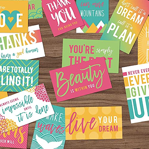 Canopy Street Motivational Quote Cards / 2" x 3.5" Inspirational Flat Business Cards / 50 Mini Kindness Cards / 25 Uplifting Designs/Encouraging Reward Cards - color: Motivational