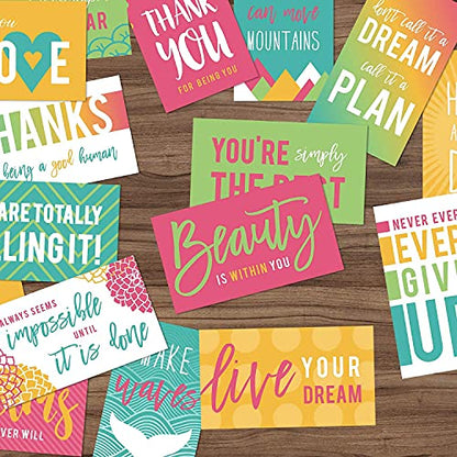 Canopy Street Motivational Quote Cards / 2" x 3.5" Inspirational Flat Business Cards / 50 Mini Kindness Cards / 25 Uplifting Designs/Encouraging Reward Cards - color: Motivational