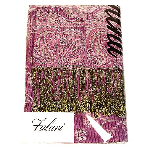 Falari Women's Reversible Paisley Pashmina Shawl Wrap Scarf For Evening Dresses Festivals Any Occasions All Seasons 80"x27" - color: Style 1 - Violet
