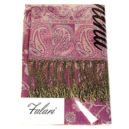 Falari Women's Reversible Paisley Pashmina Shawl Wrap Scarf For Evening Dresses Festivals Any Occasions All Seasons 80"x27" - color: Style 1 - Violet