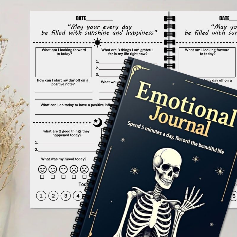 100 Pages Mental Health Journal for Women Men, A5 Guided Self Care & Emotional Diary with Mood Tracker & Feelings Log for Psychologh Gifts, Black - color: Black-A