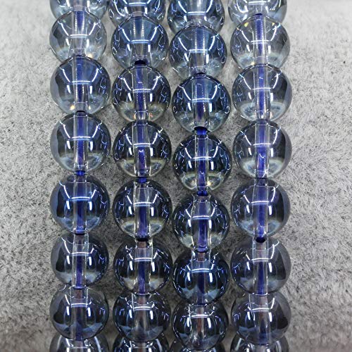Keleny Gem Semi Precious Gemstones 8mm Natural Stone Round Beads Crystal Stretch Bracelets 7 Inch Unisex - color: 8mm Aqua Blue Clear Quartz