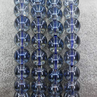 Keleny Gem Semi Precious Gemstones 8mm Natural Stone Round Beads Crystal Stretch Bracelets 7 Inch Unisex - color: 8mm Aqua Blue Clear Quartz