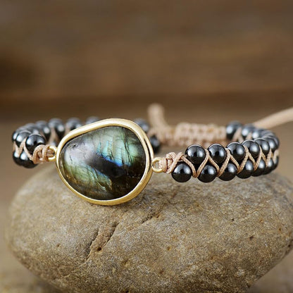 Women Boho Wrap Bracelet,Handmade Natural Stone Crystal Emperor Beads Heart Bracelet, Fashion Bohemian Jewelry Gift for Women