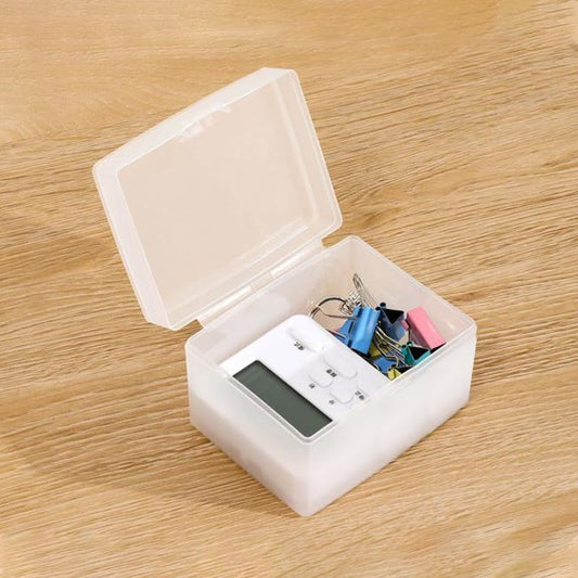 Frosted Storage Box with Lid Card Drawer Storage Box Organizer-Small - size: Small