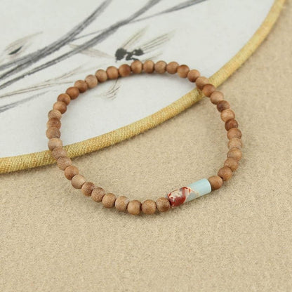 Handmade Jade Sandalwood 4mm Wooden Beads Bracelet - Retro Style Women's Jewelry Accessories - color: green
