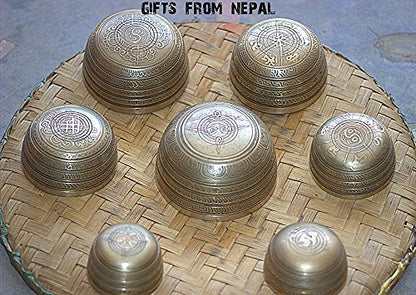 Chakra Healing Tibetan Hammered Himalayan Singing Bowl Set of 7 Meditation Bowls Hand Bowls from Nepal