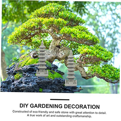 Toddmomy Zen Style Stone Pagoda Ornament for Garden Decoration Detailed Bonsai Craft Sculpture for Micro Landscape Rustic and Modern Home Accent Stone Adornment