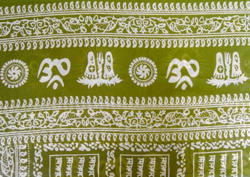 Peach Couture Trendy Peace and Love Mantra Print Om Symbol Yoga Prayer Scarf - color: Green/White