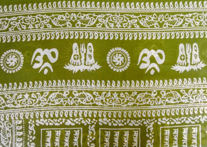 Peach Couture Trendy Peace and Love Mantra Print Om Symbol Yoga Prayer Scarf - color: Green/White