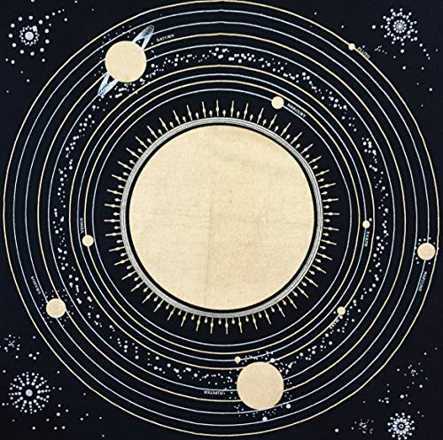 Indian Consigners Altar Cloth Solar System Sun, Star & Moon Universe Premium Witchcraft Alter Tarot Spread Top Cloth Wicca Square Spiritual 18 by 18 Sacred(Solar System) - size: 18" x 18" (Square)