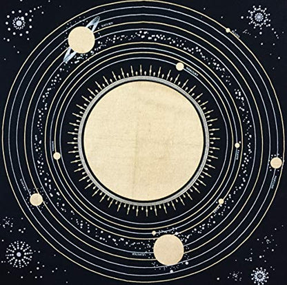 Indian Consigners Altar Cloth Solar System Sun, Star & Moon Universe Premium Witchcraft Alter Tarot Spread Top Cloth Wicca Square Spiritual 18 by 18 Sacred(Solar System) - size: 18" x 18" (Square)