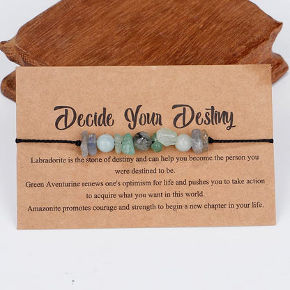 COLORFUL BLING Handmade Healing Chakra Beaded Bracelet with Spiritual Meaningful Card Crystal Natural Stone Strand Bracelet for Women Reiki Yoga Meditation Jewelry Protection Gifts - color: light