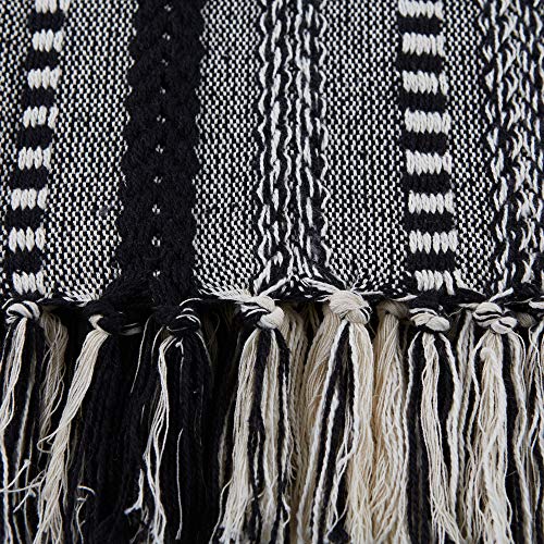 DII Braided Striped Decorative Throw Blanket, 50x60, Black - color: Black