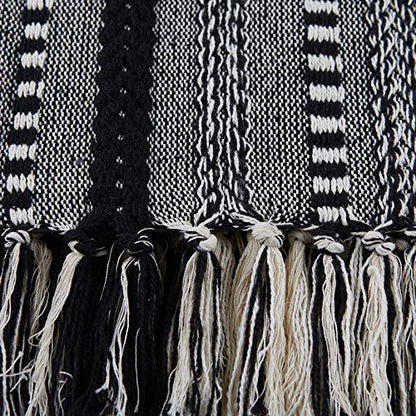 DII Braided Striped Decorative Throw Blanket, 50x60, Black - color: Black