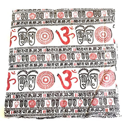 OMA Large Om Scarf Wrap Hand Block Printed Shawl For Yoga Meditation BRAND - color: White