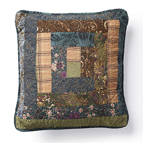 Donna Sharp Cabin Raising Pine Cone Cotton Decorative Throw Pillow - Pillows for Couch, Sofa, Beds, and Chairs - Includes 15" x 15" Square Pillow - color: Cabin Raising Pine Cone Patchwork