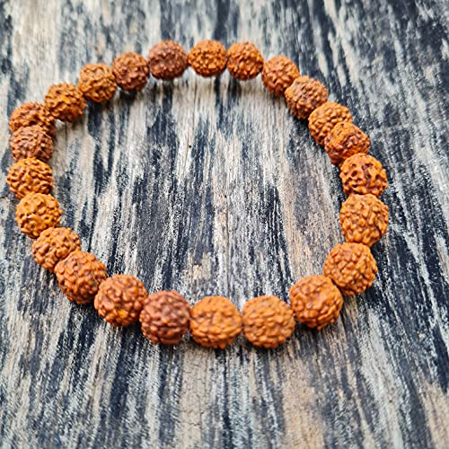 Rudraksha Bracelet for Men & Women's 2 Face, 3 Mukhi, 4 Mukhi, 5 Face, 6 Mukhi, 7 Mukhi, 8 Mukhi, 9 Mukhi, 10 Mukhi, 11 Mukhi Himalayan Rudraksha Beads Wrist Band for Yoga, Meditation, Healing - style: 5 Mukhi - Five Faced