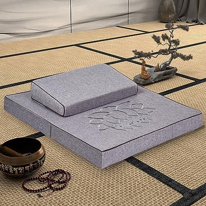 BRAGUE Meditation Cushion Folding Coconut Silk Meditation Meditation Cushion Thickened Yoga Cushion Pillow Cushion Kneeling Buddha Futon Meditation Accessories(Gray,70 * 70cm)