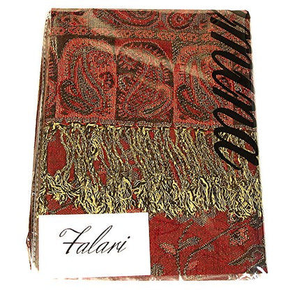 Falari Women's Reversible Paisley Pashmina Shawl Wrap Scarf For Evening Dresses Festivals Any Occasions All Seasons 80"x27" - color: Style 1 - Red