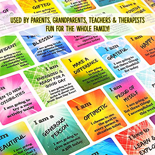 Daily Positive Affirmation Cards for Kids, Mindfulness Activities, Confidence Building, Growth Mindset, Positive Attitude, 54 Glossy cards in hard storage box, Loved by teachers, parents, & therapists