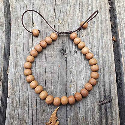 Sandalwood Bracelet for Women Men Buddhist Prayer Strand Chandan Bracelet Handmade Stretchable Elastic Sandalwood Beaded Wristbands for Yoga Meditation - style: 6mm Beads - Adjustable