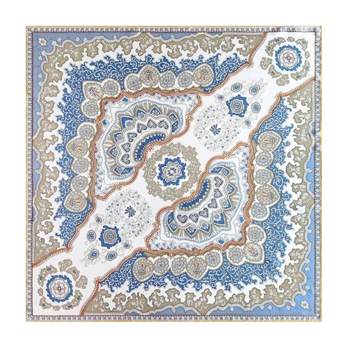 ANDANTINO 100% Silk Scarf 43" Large Square Lightweight Headscarf& Shawl–Women Hair Wraps-With Gift Packed - color: Floral-multicolor