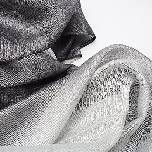 Cotton Silk Scarf Elegant Soft Wraps Color Shade Scarves for Women - color: Gradient - Dark Grey
