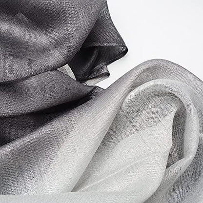 Cotton Silk Scarf Elegant Soft Wraps Color Shade Scarves for Women - color: Gradient - Dark Grey
