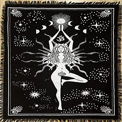 Indian Consigners Witchcraft Supplies Tarot Spread Alter Cloth Triple Altar - color: Silver Goddess, size: 24" x 24" (Square)