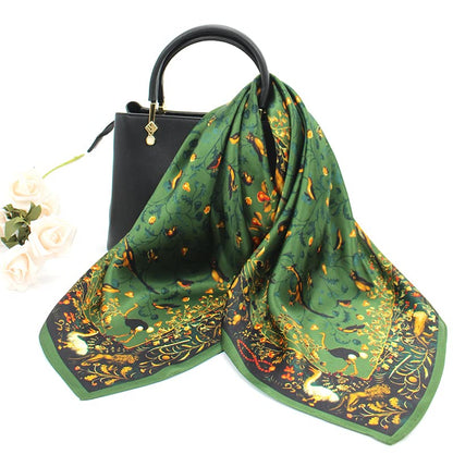 ANDANTINO 100% Mulberry Silk Square Scarf for Hair-25.6" X25.6'' Women Men Natural Silk Neckerchief Digital Printed Headscarf - color: Jade Green