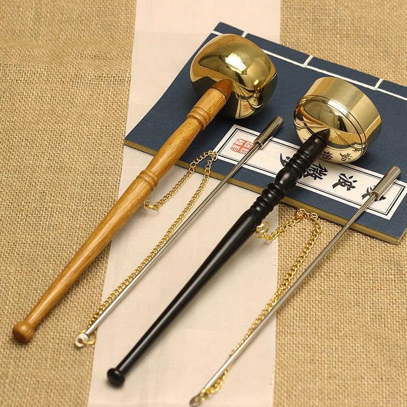Brass Meditation Hand Bell – Professional Handheld Percussion Instrument with Clear Resonant Tone, Traditional Design for Sound Healing, Yoga Practice, Mindfulness Sessions