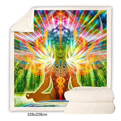 Meditation Throw Blanket | Sherpa Fleece Blanket | Buddha Birth (Small) - size: Small