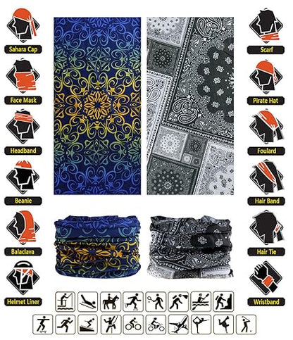 Headband Neck Gaiter Head Wrap Headwear Face Mask Magic Scarf Bandana for Men and Women - color: 9pc.dimgray Series