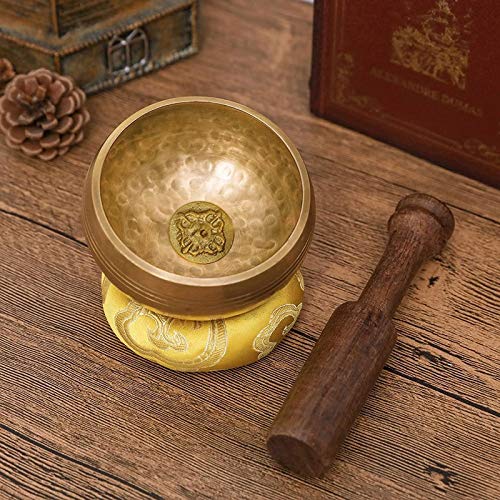 8cm Hand Hammer Tibetan Singing Bowl Meditation Yoga Gift Wooden Mat Home Decoration Crafts