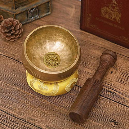 8cm Hand Hammer Tibetan Singing Bowl Meditation Yoga Gift Wooden Mat Home Decoration Crafts