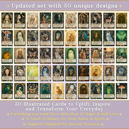 Magical Self-Love Affirmation Cards - 50 Beautifully Illustrated Positive Affirmations for Confidence & Mindfulness - Premium Deck with Wooden Stand & Gift Box - Self Care & Meditation Gift for Women - style: Magical Self-Love