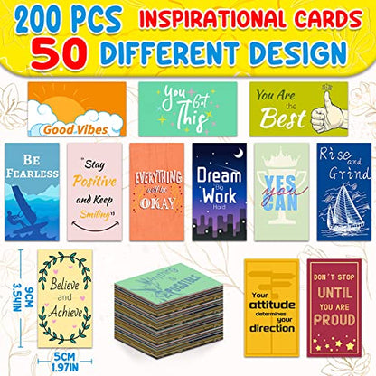zheyistep 400Pcs Inspirational Cards Set, 200Pcs Affirmation Cards for Women, 200Pcs Motivational Stickers for Kids, Business Card Sized Encouragement Cards for Students Teachers