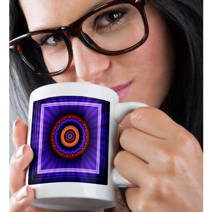 3dRose Meditation Gift Set with Mug, Keychain, and Mindfulness Card – Glowing Energy Mandala Design for Yoga Practitioners and Wellness Enthusiasts