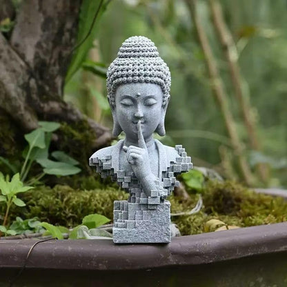 livelyfish Meditating Buddha Statue Zen Garden Statues Sandstone Thinker Buddha Sculpture Figurine for Fish Tank Aquarium Home Decorations, Gift (D) - size: D