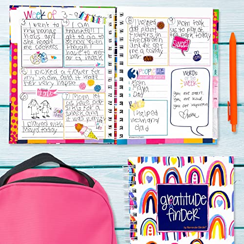 Gratitude Journal 52 Week Daily Positive Thinking for Thankfulness + Sticker Set | Gratitude Finder - color: Rain-Boho + Grateful Heart Stickers